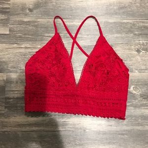 Papaya red lace crop top or bralette